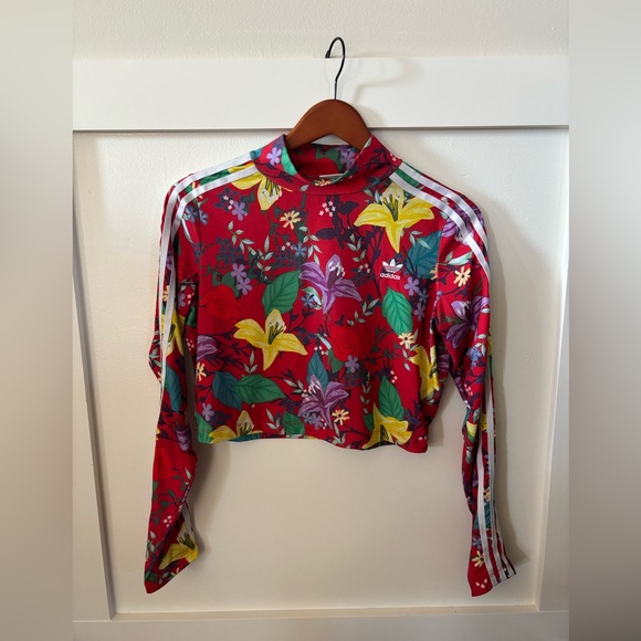 adidas Tops - Adidas Red Floral Crop Top